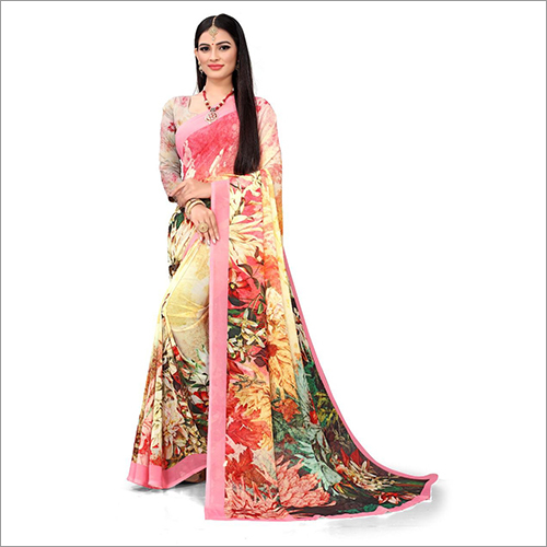 Multicolor Ladies Floral Printed Saree