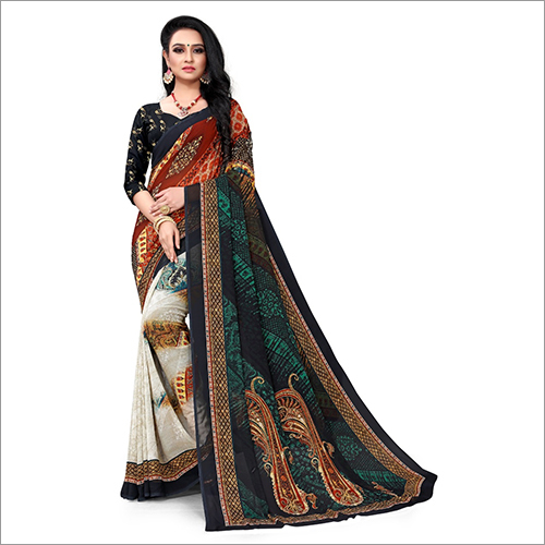 Designer Georgette Saree - Multicolor Georgette, Casual Wear for Effortless Indian Elegance