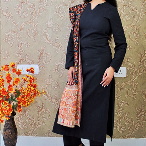 New Plain Slub V Neck Kurta With Black Pant