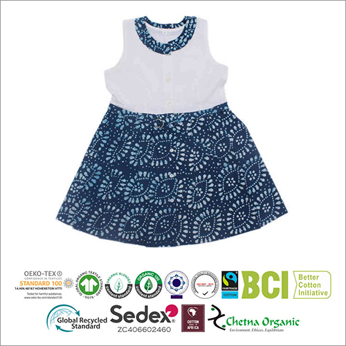 Kids Organic Cotton Muslin Printed Dungaree Dress