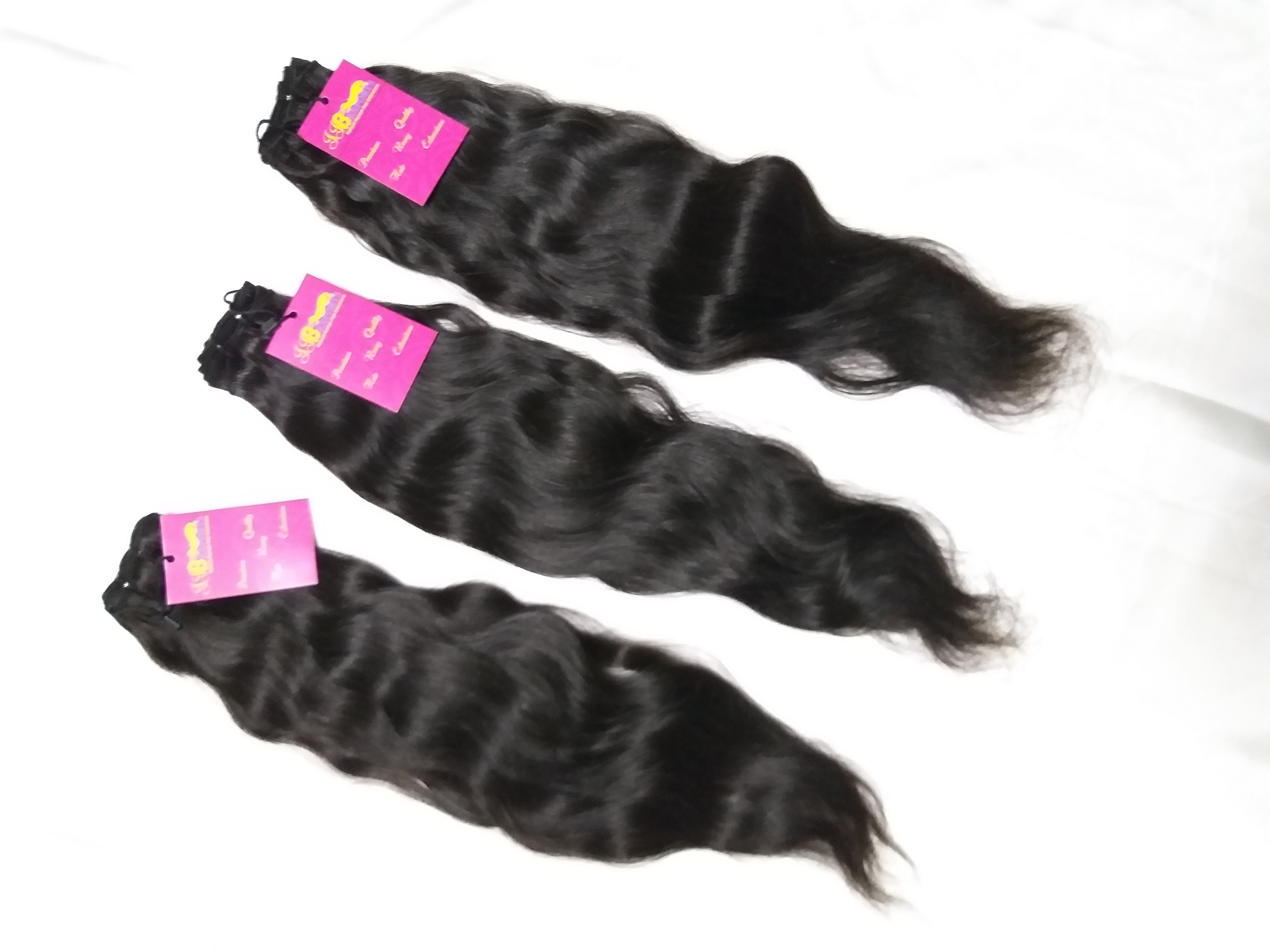 100% Natural Color Wavy Remy Virgin Wefted Human Hair Extensions