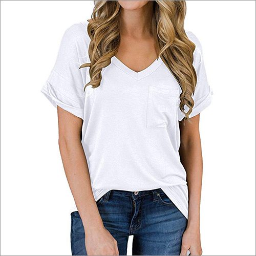 Womens White V Neck T-Shirt By REEN GLOBAL