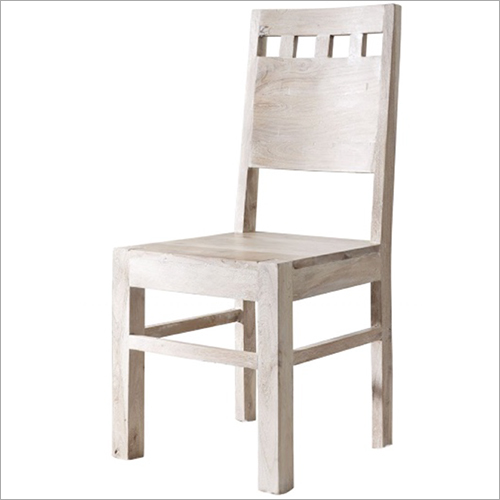 White Stone Color Acacia Wood Chairs