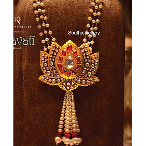 Pearls Mala with Lotus Pendant By HARSH GEMS AND JEWELLERY