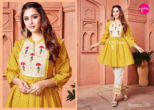 Dry Cleaning Lapink By Western Summer Special Tunics Top With Pant Catalogue