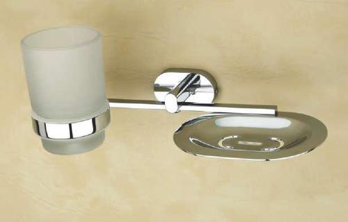 Brass Soap Dish & Glass Tumbler Holder