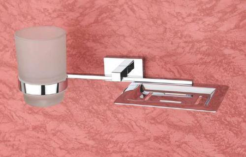 Brass Soap Dish & Glass Tumbler Holder