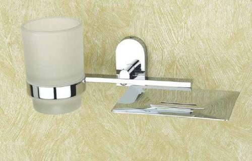 Brass Soap Dish & Glass Tumbler Holder