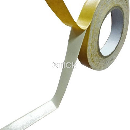 Mounting Tape - Cloth Tape, 100 mm Width, 20-30 m Length, Yellow and White | Double-Sided Hot Melt Adhesive, Humidity-Retardant, Permanent Bond
