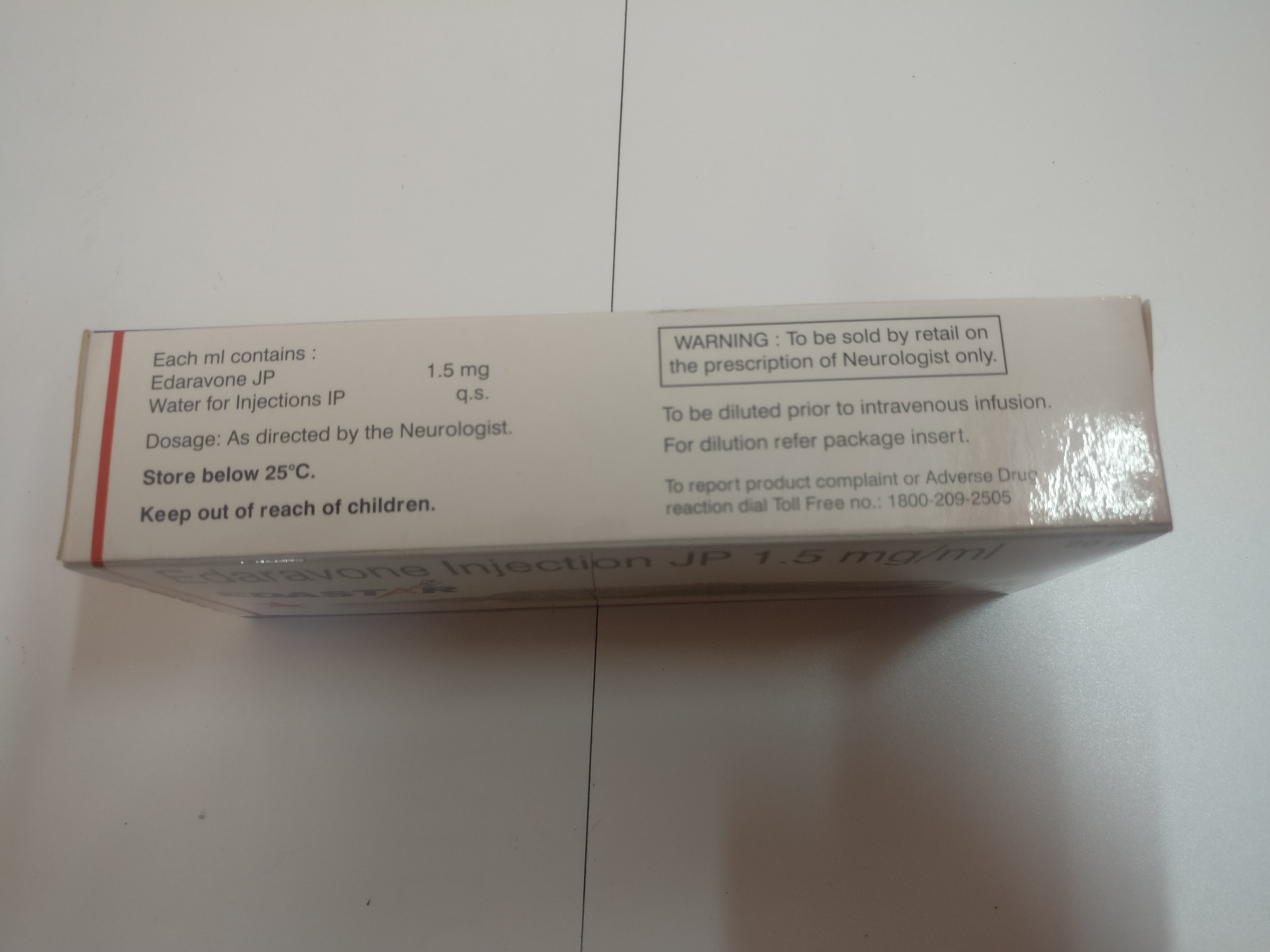 Radicava 30 mg Injection(	Edaravone 1.5 mg/ml (30 mg in 20 ml))