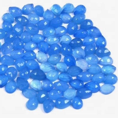 5x7mm Blue Chalcedony Rose Cut Pear Loose Gemstones