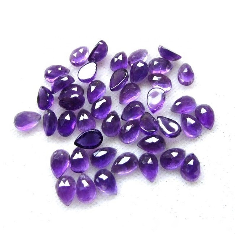 8x12mm African Amethyst Rose Cut Pear Loose Gemstones