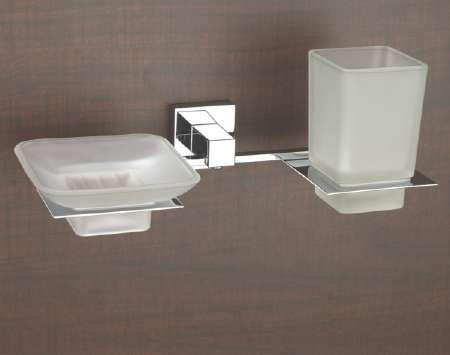 Glass Soap Dish & Glass Tumbler Holder