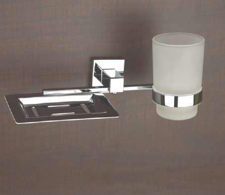 Brass Soap Dish & Glass Tumbler Holder