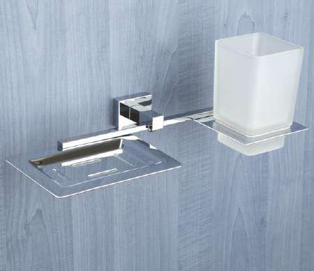Brass Soap Dish & Glass Tumbler Holder