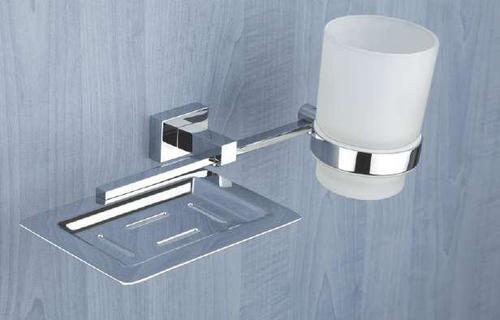 Brass Soap Dish & Glass Tumbler Holder