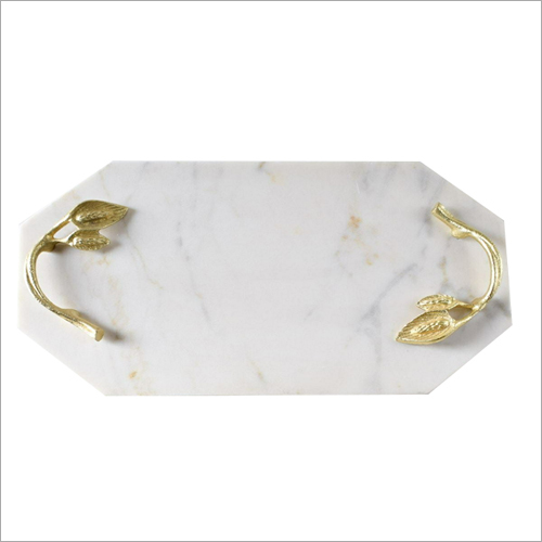 Marble Brass Tray - Standard Size, Fire Polished White and Gold | Customized Color, Logo, Material, and Packaging Options for Home and Outdoor Decoration
