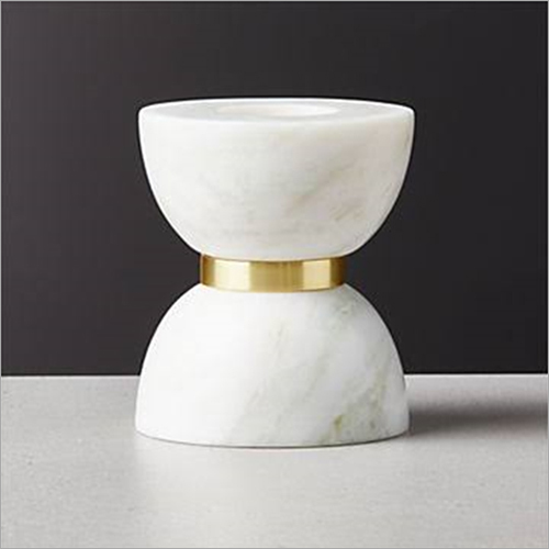 Indian White Marble Candle Holder