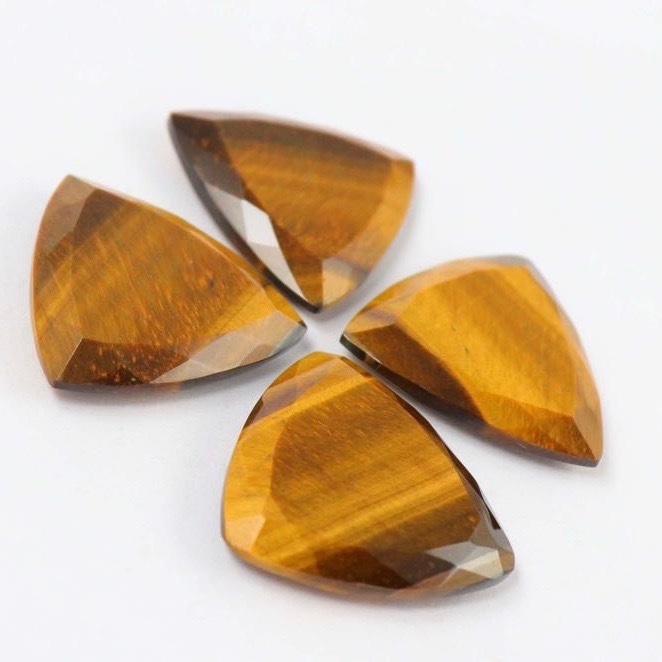 4mm Tiger Eye Faceted Trillion Loose Gemstones