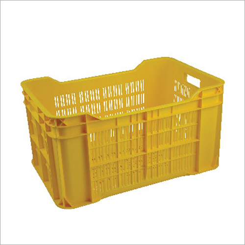 Vegetable Crate - Plastic, 40x60x30 cm, Yellow | Durable, Lightweight, Stackable, Ventilated, Food Safe