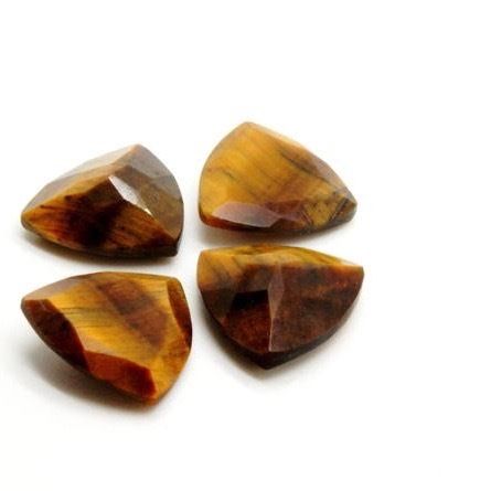 7mm Tiger Eye Faceted Trillion Loose Gemstones