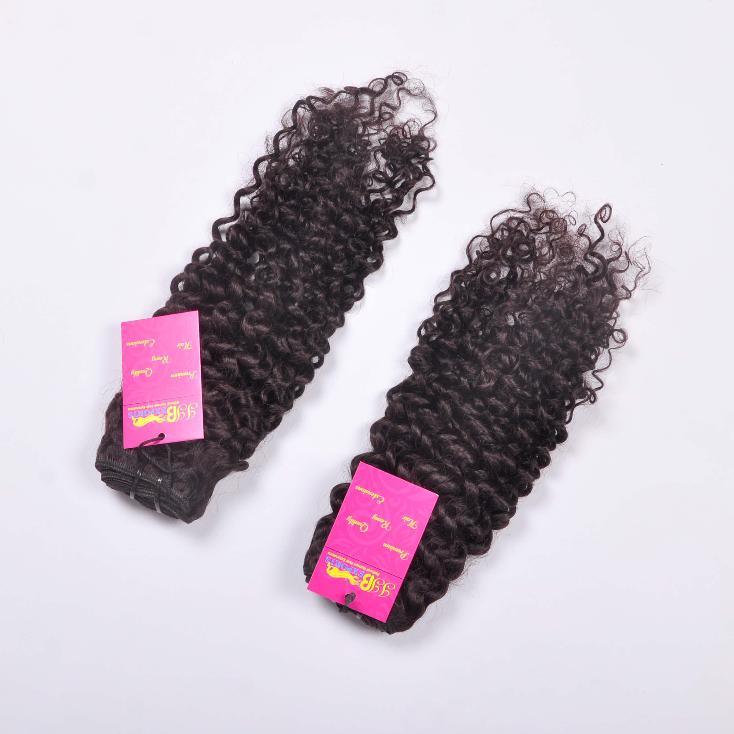 Indian Virgin Unprocessed Raw Curly Human Hair Machine Made Double Wefted Bundles