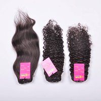 Raw Unprocessed Cuticle Aligned Indian Natural Wavy Straight Curly Human Hair Bundle With Closure