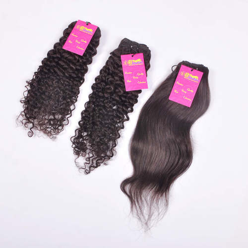 Machine Wefted Indian Virgin Single Drawn Curly/Straight Human Hair Bundles