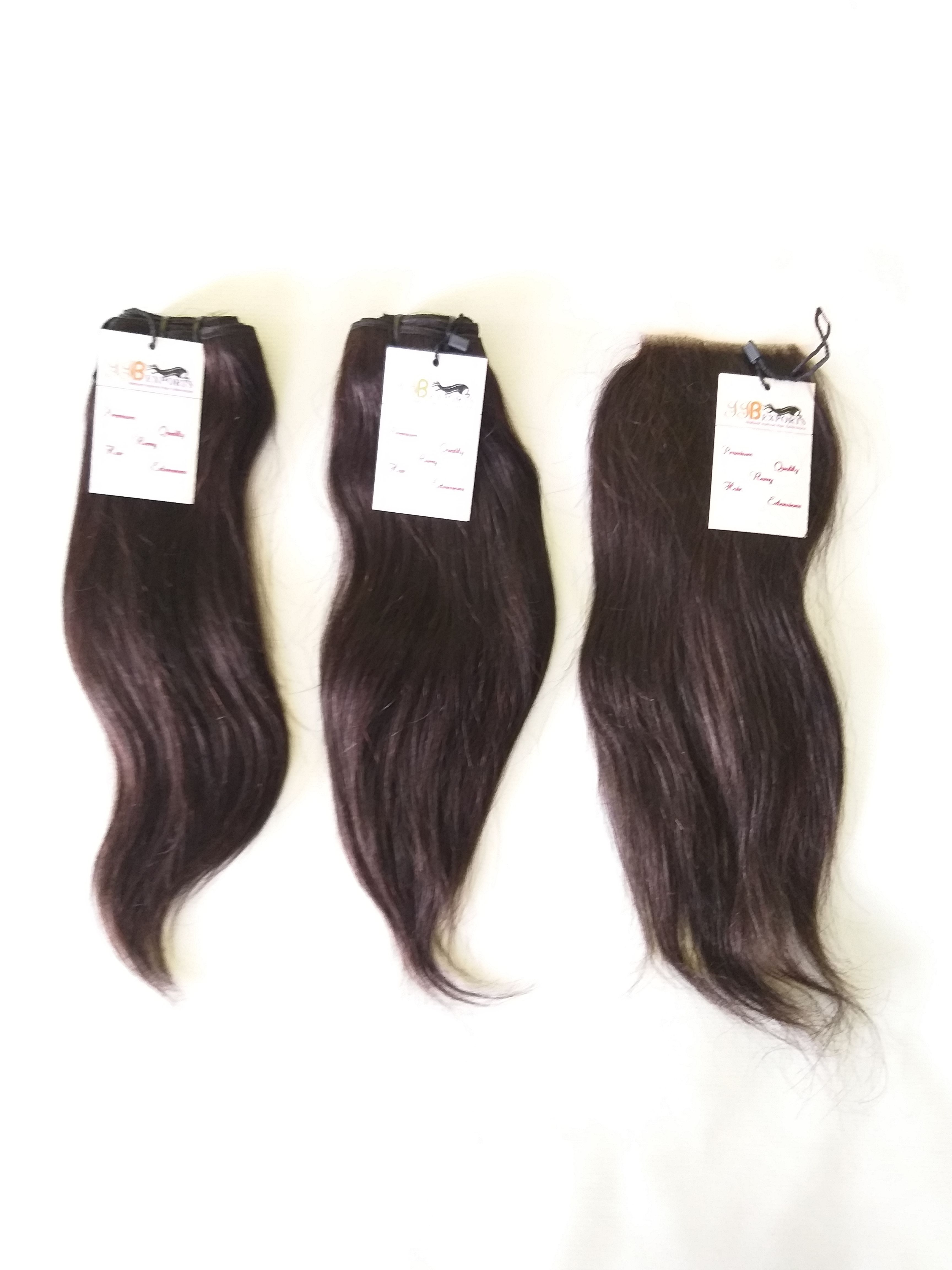 Raw Mink Unprocessed Indian/brazilian Human Straight Hair Bundle With Lace Closure Frontal