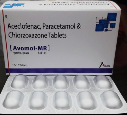 Aceclofenac100mg, Paracetamol 325mg& Chlorzoxazone 250mg Tablets