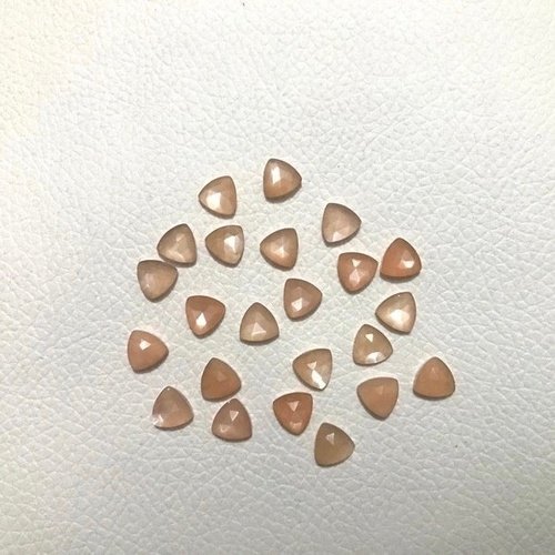 7mm Peach Moonstone Faceted Trillion Loose Gemstones
