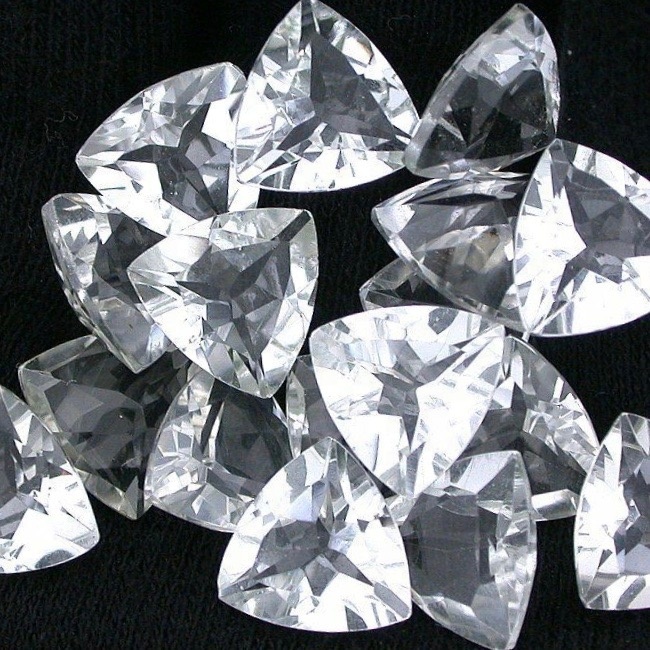 5mm Crystal Quartz Faceted Trillion Loose Gemstones