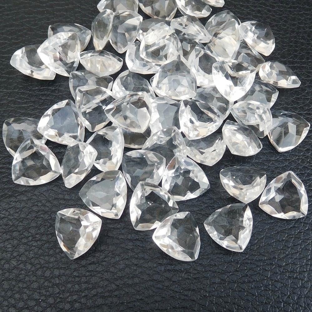 7mm Crystal Quartz Faceted Trillion Loose Gemstones