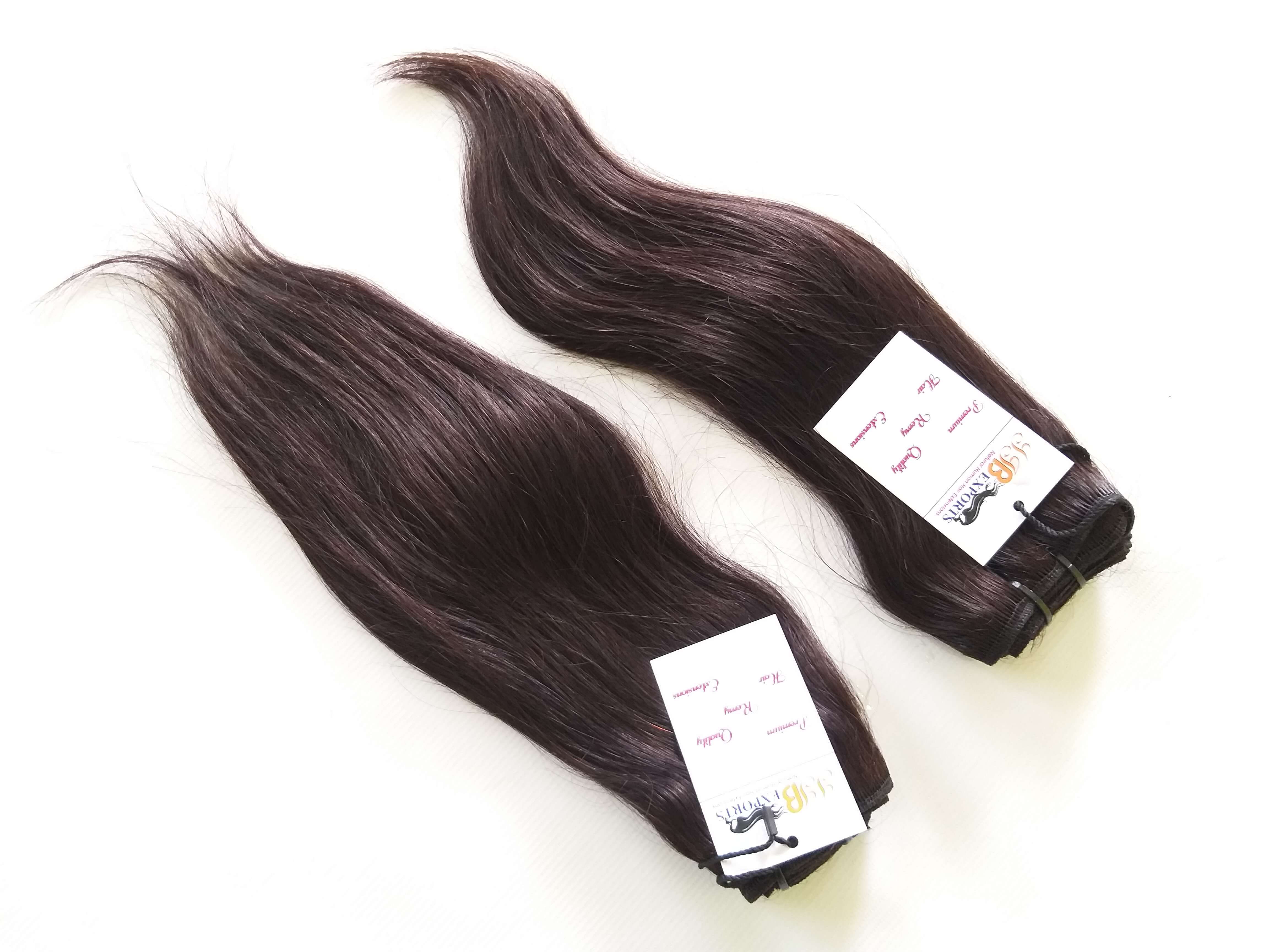 Super Single Double Drawn Straight Human Hair Bundles Brazilian Raw hair with Closures