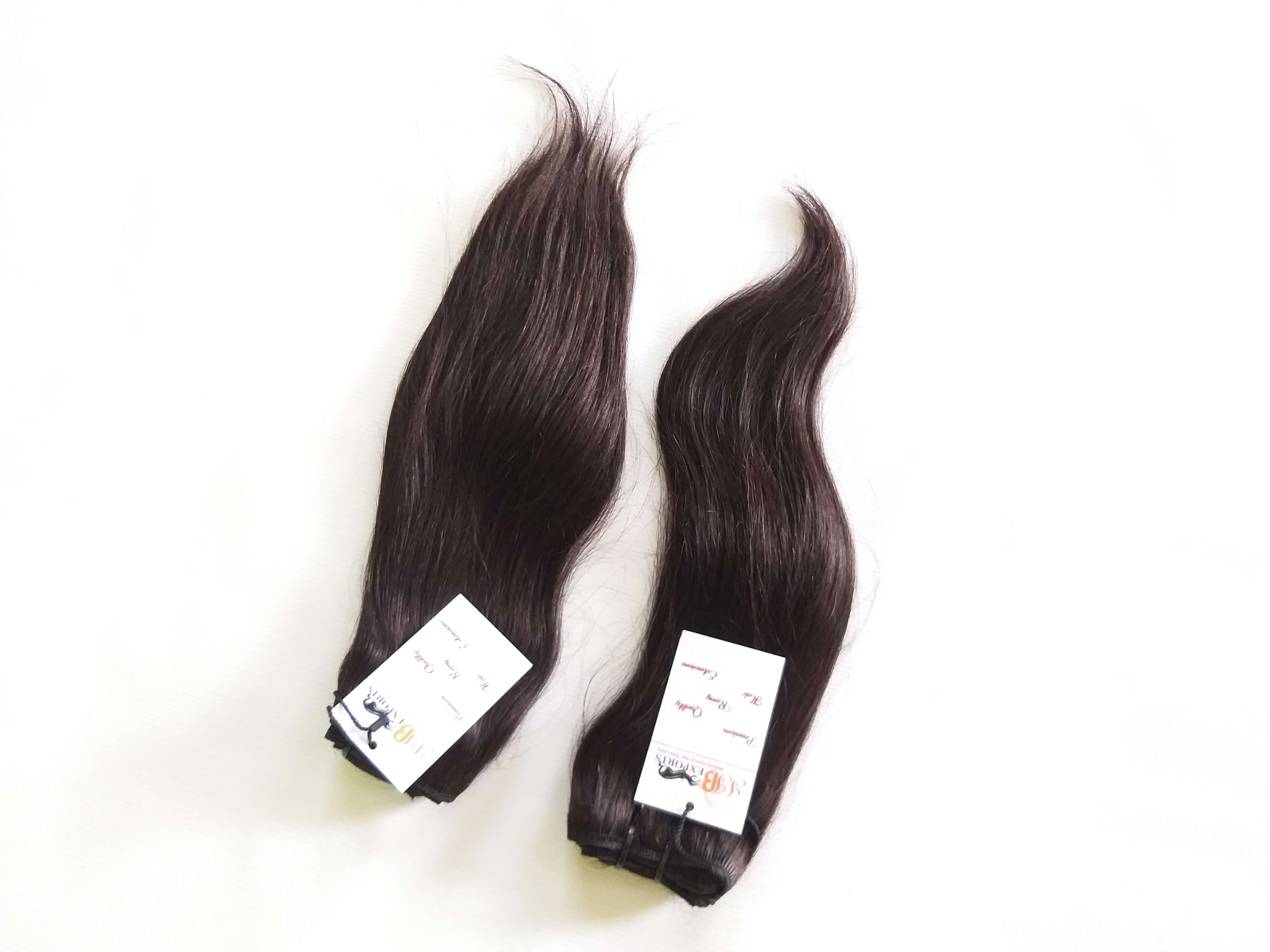 Super Single Double Drawn Straight Human Hair Bundles Brazilian Raw hair with Closures