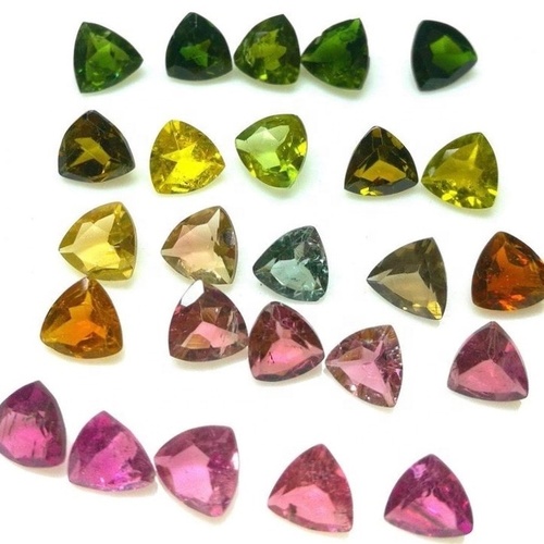 3mm Multi Tourmaline Faceted Trillion Loose Gemstones