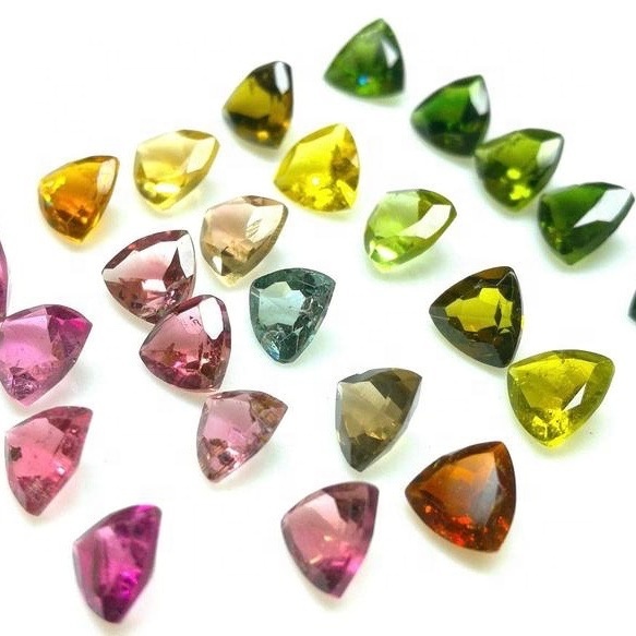 3mm Multi Tourmaline Faceted Trillion Loose Gemstones