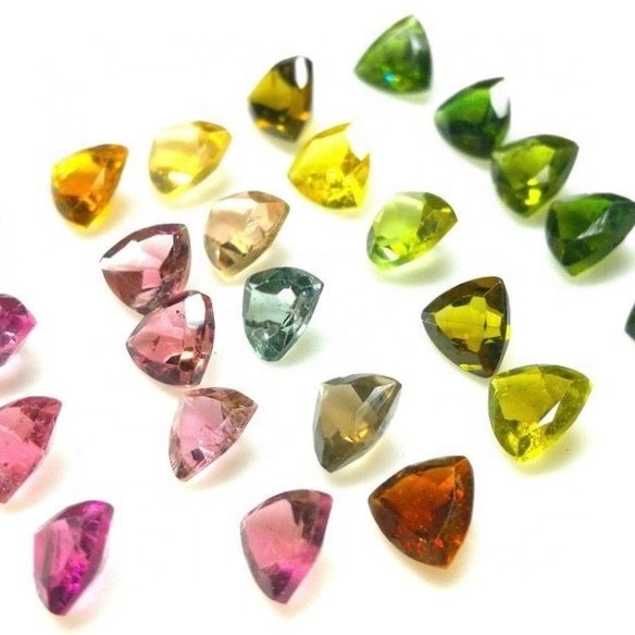 4mm Multi Tourmaline Faceted Trillion Loose Gemstones