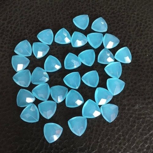 4mm Aqua Chalcedony Faceted Trillion Loose Gemstones