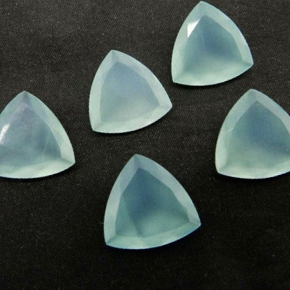 7mm Aqua Chalcedony Faceted Trillion Loose Gemstones