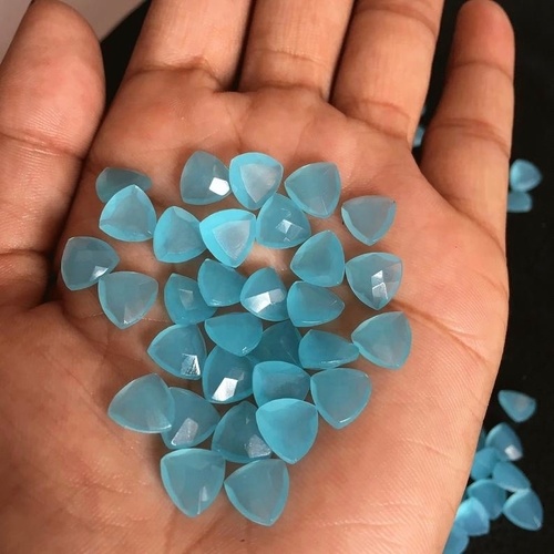 8mm Aqua Chalcedony Faceted Trillion Loose Gemstones