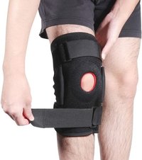 Knee Support - Nylon Material, One Size, Black Color, Lightweight Design | Adjustable Three Velcro Straps For Comfort And Sports Activities