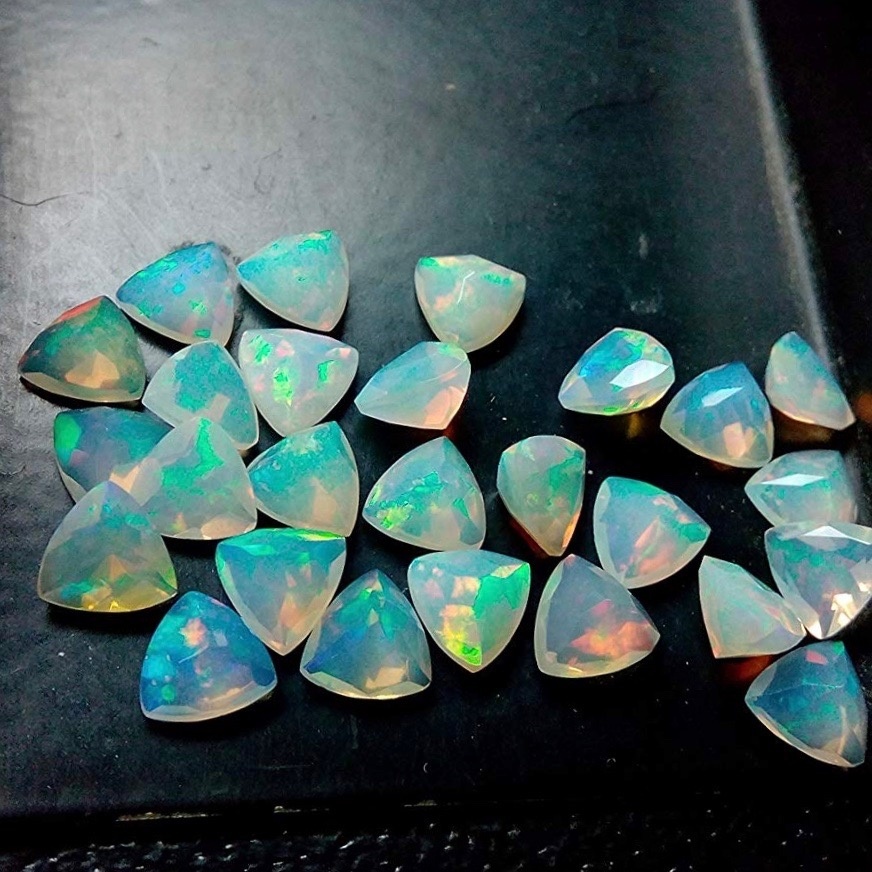 3mm Ethiopian Opal Faceted Trillion Loose Gemstones