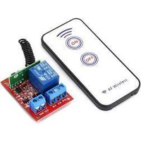 RF Wireless Relay Module with Remote Control 12V 1 Channel - Plastic, 48x35x17 mm, Blue | Self-Locking, 433 MHz, LED Indicators, Ideal for Home Automation