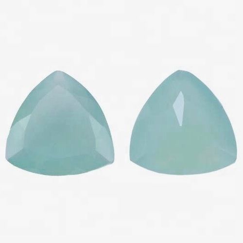 12mm Aqua Chalcedony Faceted Trillion Loose Gemstones Grade: Aaa