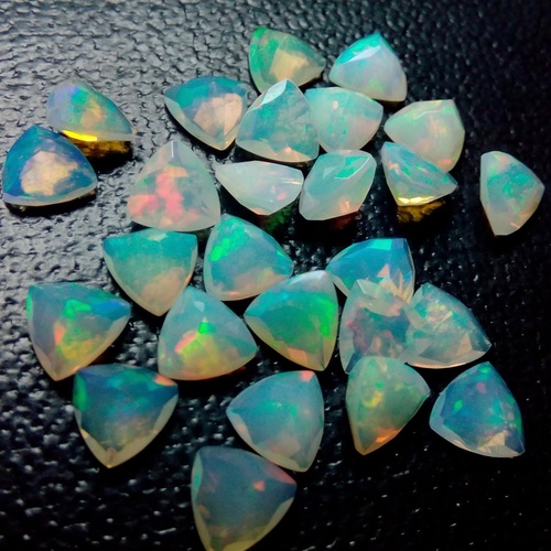 7mm Ethiopian Opal Faceted Trillion Loose Gemstones