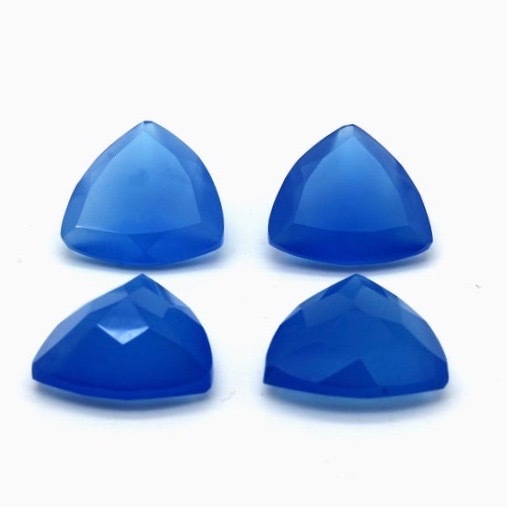 9mm Blue Chalcedony Faceted Trillion Loose Gemstones