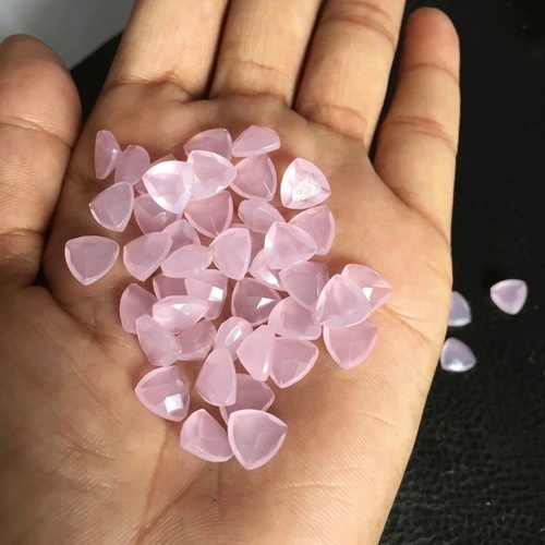 5mm Pink Chalcedony Faceted Trillion Loose Gemstones