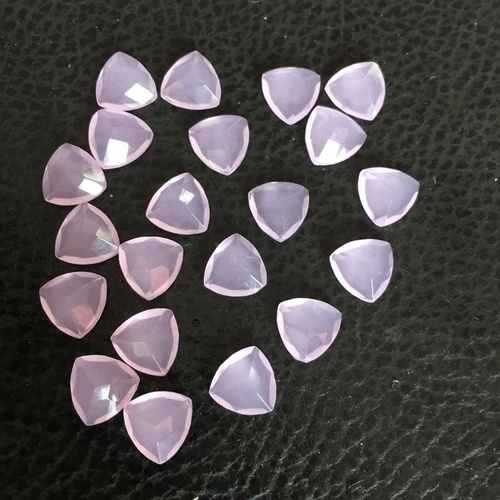 6mm Pink Chalcedony Faceted Trillion Loose Gemstones