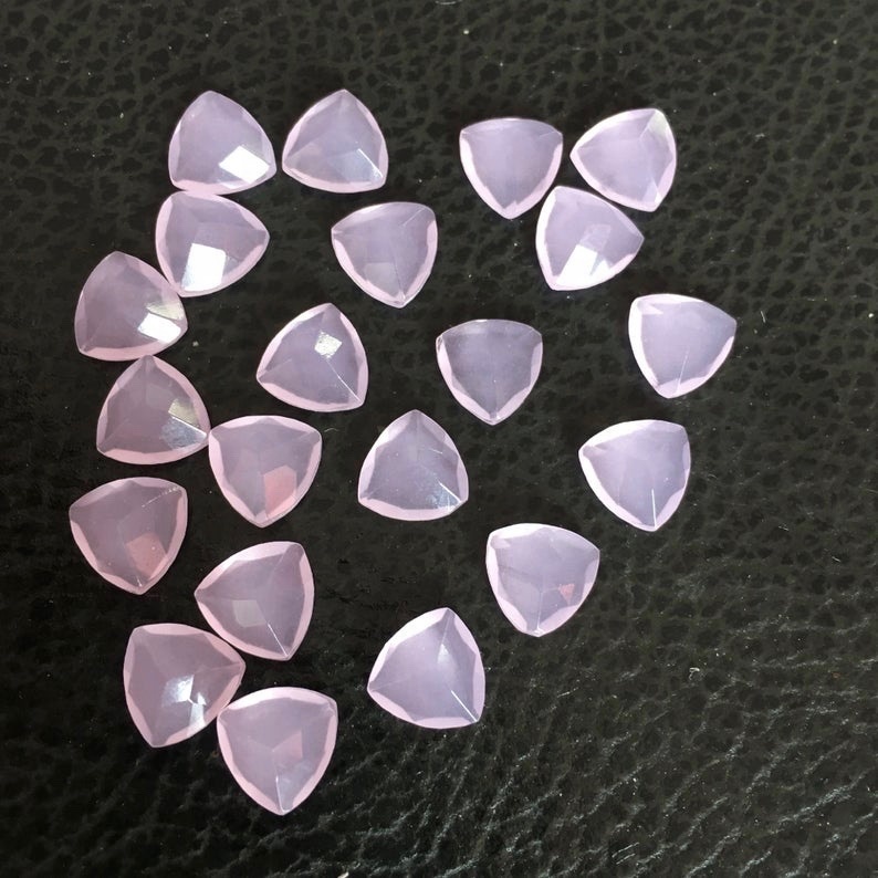 11mm Pink Chalcedony Faceted Trillion Loose Gemstones